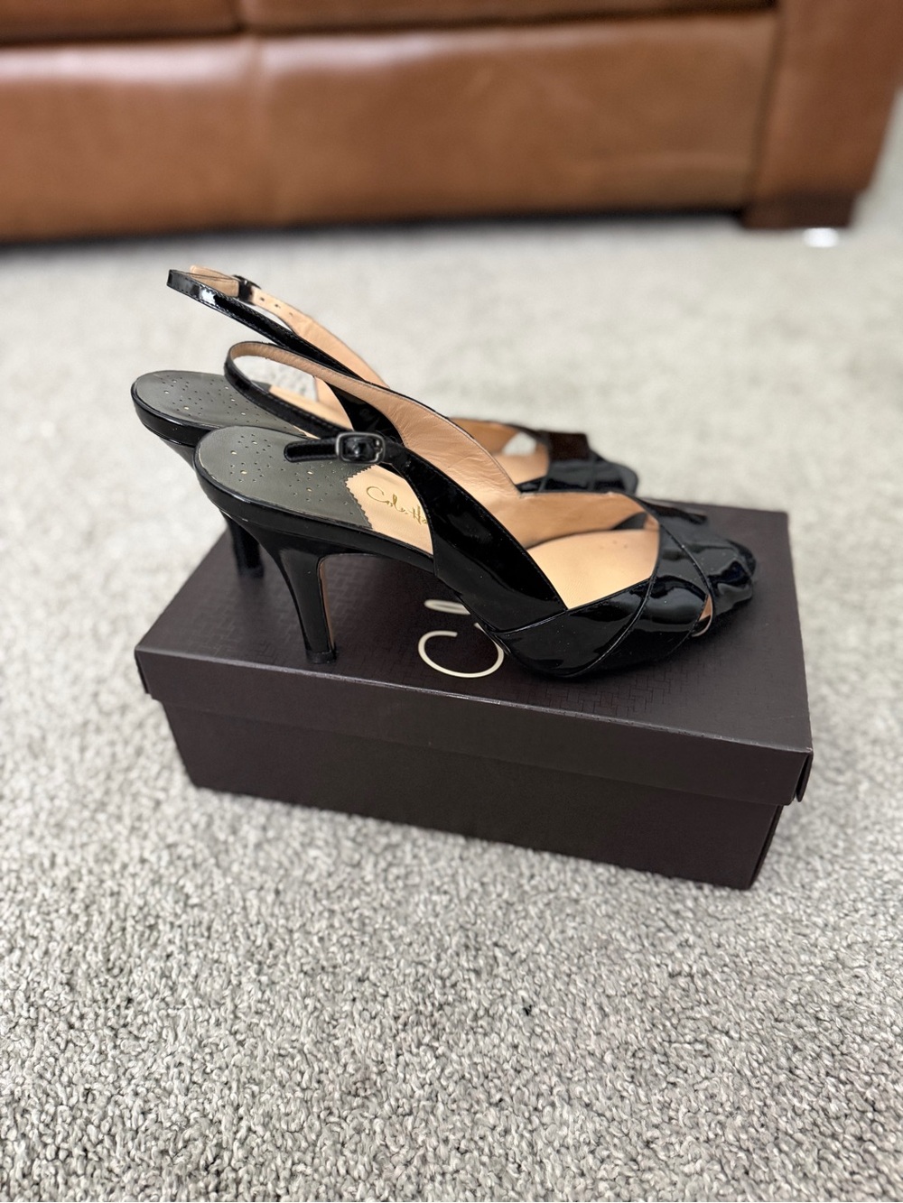 Cole Haan Black Patent Slingback Heels - Women